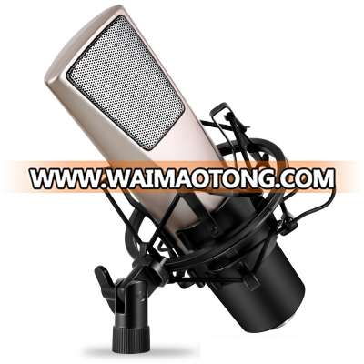 Professional studio microphone condenser microphone with shock mount for recording singing karaoke