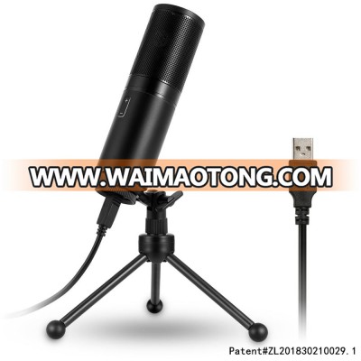 Metal studio microphone with LED light volume contorl tUSB condenser microphone with stand for PC computer